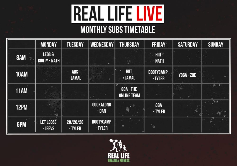 Live Monthly Subs Time Table